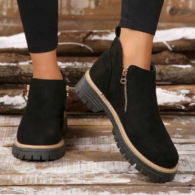 Ximena | Waterproof Ankle Boots with Side Zip and Chunky Tread for Women