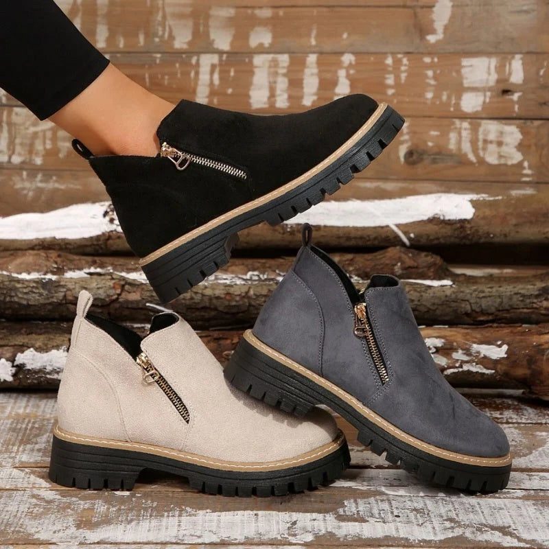 Ximena | Waterproof Ankle Boots with Side Zip and Chunky Tread for Women