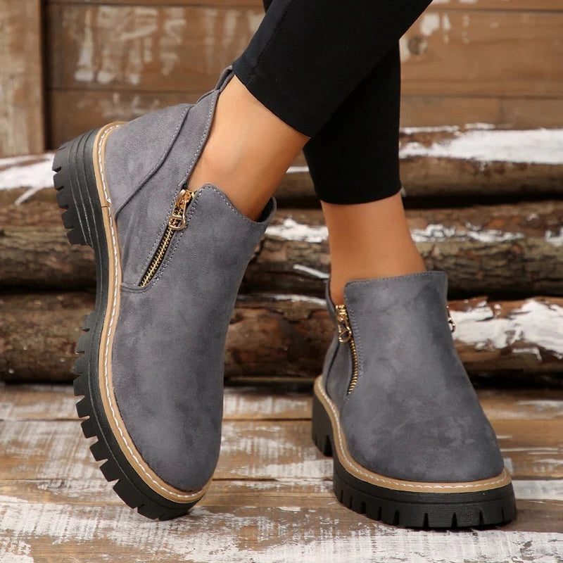Ximena | Waterproof Ankle Boots with Side Zip and Chunky Tread for Women