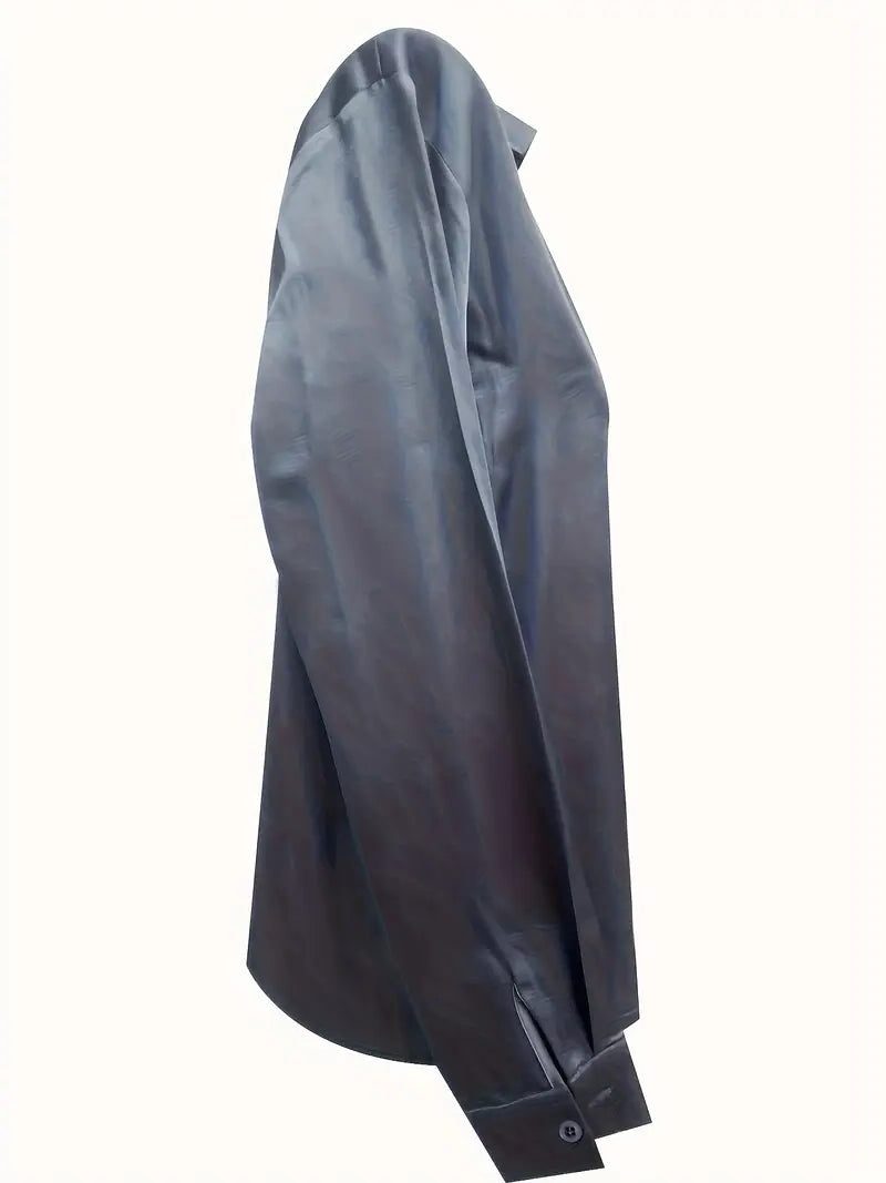 Yuna | Satin Blouse with V-Neck and Long Sleeves for Women