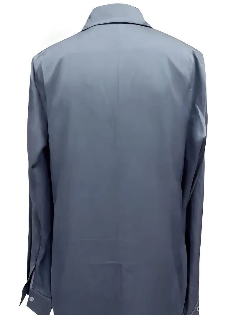 Yuna | Satin Blouse with V-Neck and Long Sleeves for Women