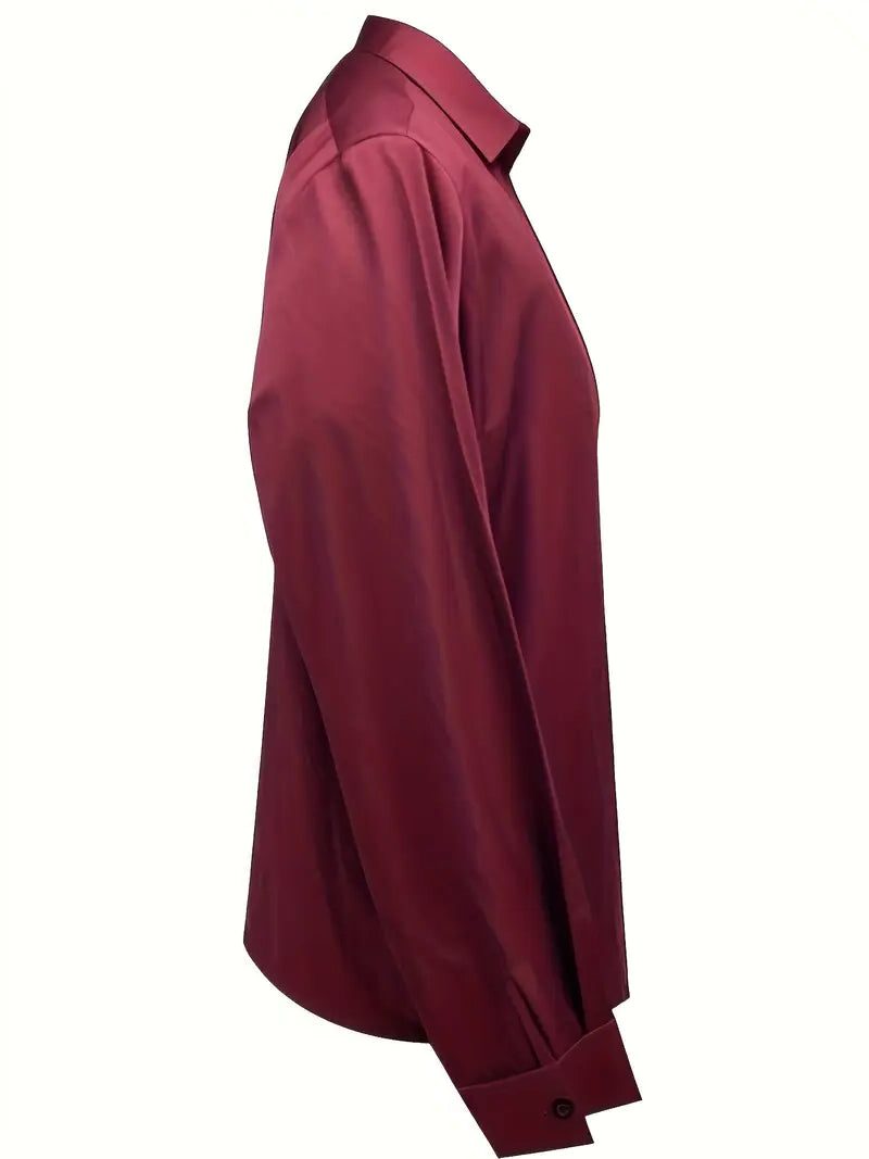 Yuna | Satin Blouse with V-Neck and Long Sleeves for Women