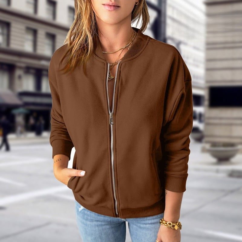 Dilan | Zip-Up Bomber Jacket with Stand Collar for Women